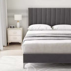 Struttura letto imbottita in velluto con testiera regolabile