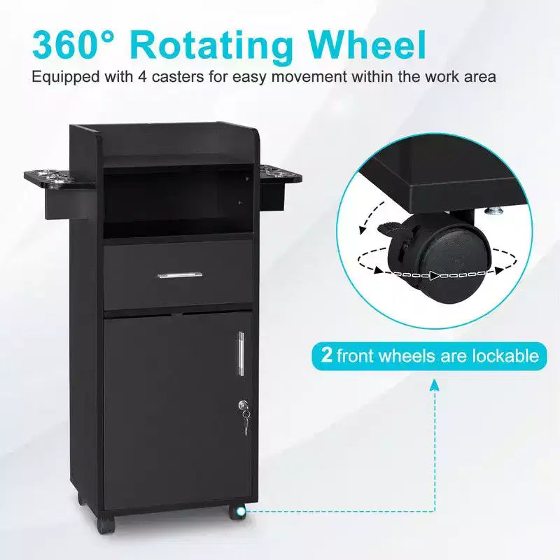 Carrello Portautensili Mobile da Salone con Cassetto e Armadietto