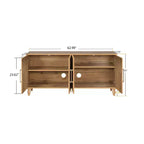 Ντουλάπι Mid Century Modern 62.99" με σκαλιστές πόρτες με floral μοτίβο και ρυθμιζόμενα ράφια