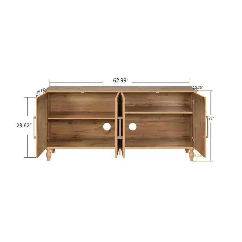 Mobile Mid Century Modern da 62,99" con Ante Intagliate a Fiori e Ripiani Regolabili