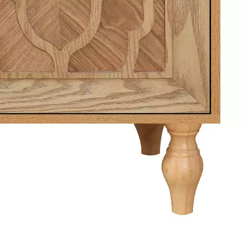 Mobile Mid Century Modern da 62,99" con Ante Intagliate a Fiori e Ripiani Regolabili