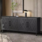 Ντουλάπι Mid Century Modern 62.99" με σκαλιστές πόρτες με floral μοτίβο και ρυθμιζόμενα ράφια