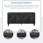 Ντουλάπι Mid Century Modern 62.99" με σκαλιστές πόρτες με floral μοτίβο και ρυθμιζόμενα ράφια