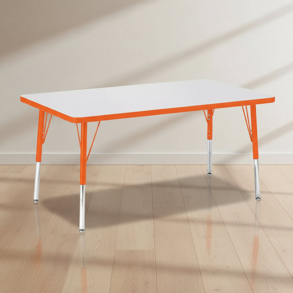 Jonti-Craft Berries Elementary Height Color Edge Rectangle Table (30 x 48) in Orange