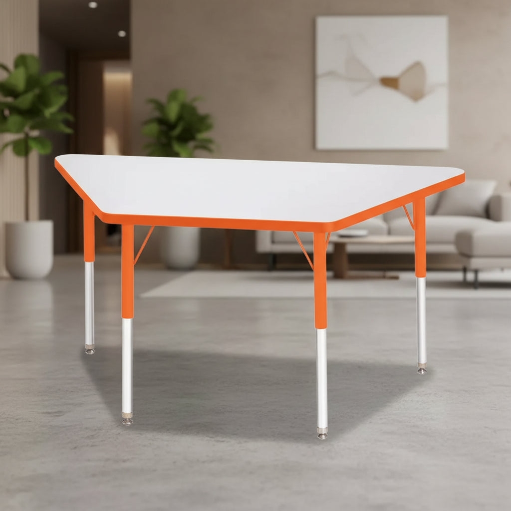 Jonti-Craft Berries Adult-Size Gray Laminate Trapezoid Table (24 x 48) in Orange