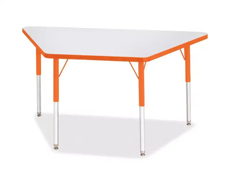 Tavolo Attività Trapezoidale 24 x 48 in – Laminato Grigio, Altezza Regolabile