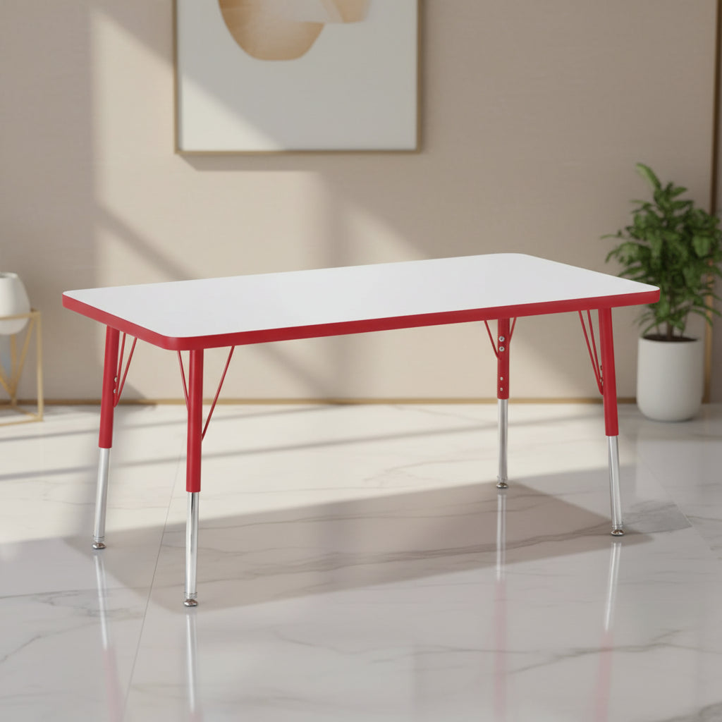 Jonti-Craft Berries Elementary Height Color Edge Rectangle Table (24 x 48) in Red