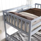 Letto a Castello in Legno con Cassetti, Scala e Sponda di Sicurezza