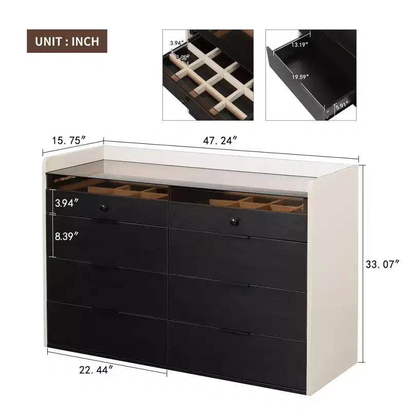 Cassettiera multi-cassetto con ripiano superiore aperto