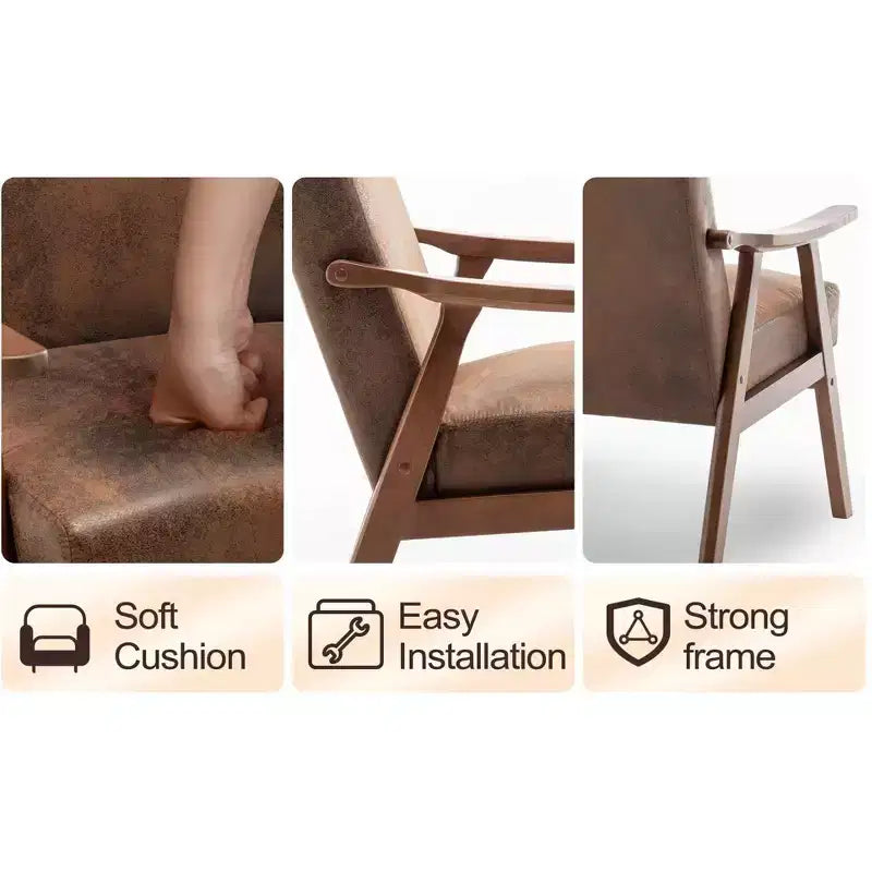 Poltroncina con schienale a orecchioni e gambe in legno massello
