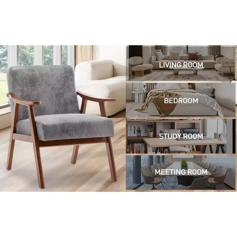 Poltroncina con schienale a orecchioni e gambe in legno massello