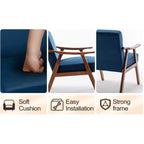 Poltroncina con schienale a orecchioni e gambe in legno massello
