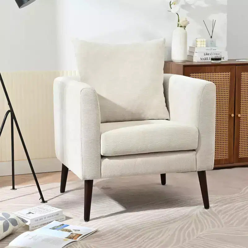 Poltrona d'Appoggio Imbottita con Gambe in Legno Massello