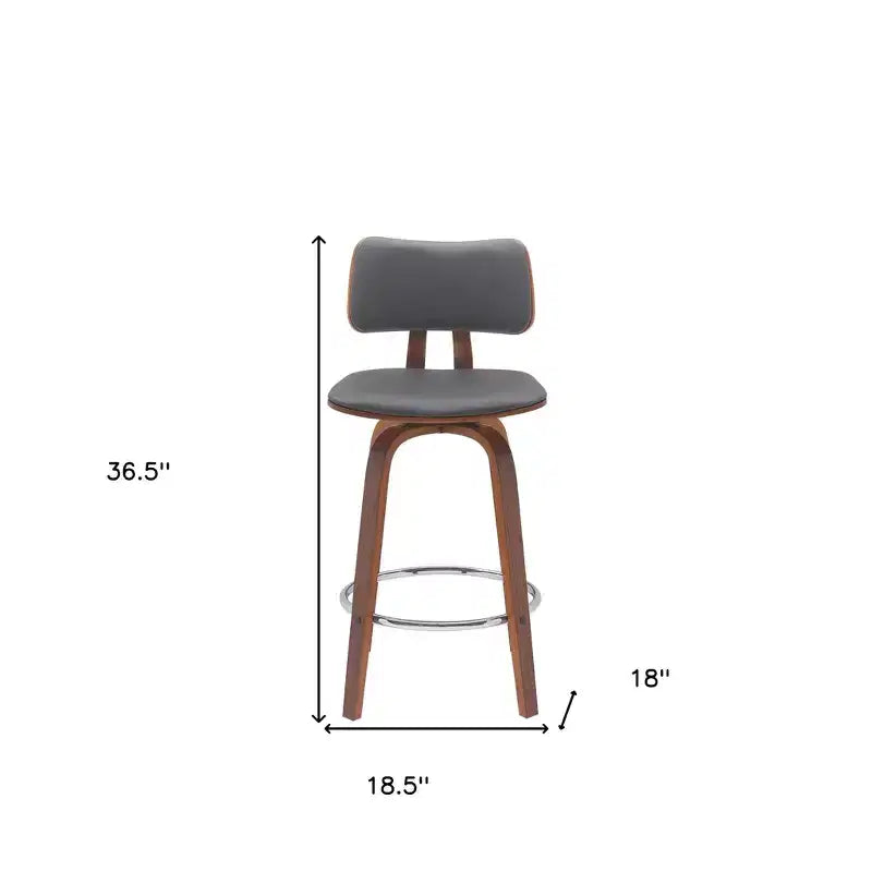 Sgabello da bancone girevole da 26" in similpelle grigia con struttura in legno