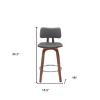 Sgabello girevole grigio da bancone da 26" in ecopelle con struttura in legno