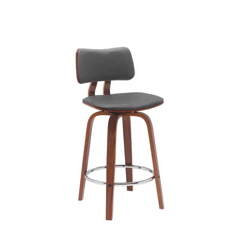Sgabello da bancone girevole da 26" in similpelle grigia con struttura in legno
