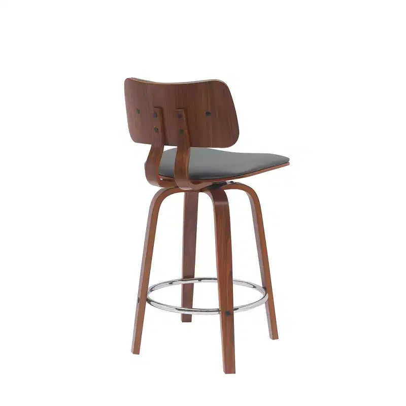 Sgabello da bancone girevole da 26" in similpelle grigia con struttura in legno