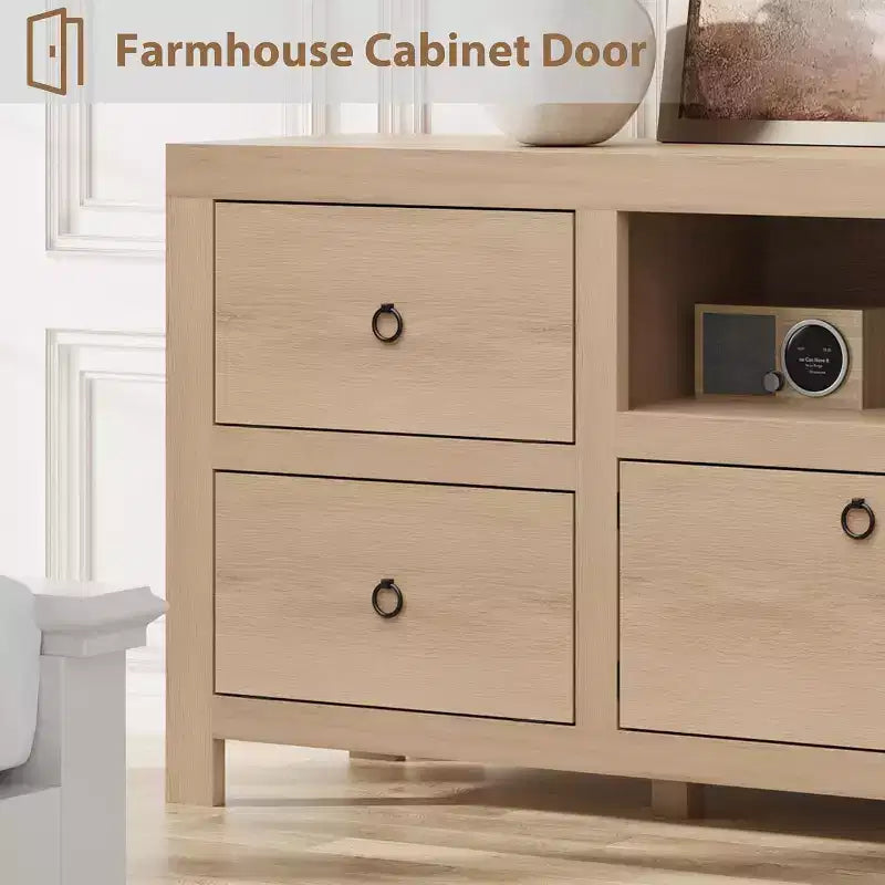 Mobile Porta TV in Stile Rustico per Televisori Fino a 80 Pollici – Mobile TV da 70" con Cassetti Contenitori e Scaffale per Soundbar
