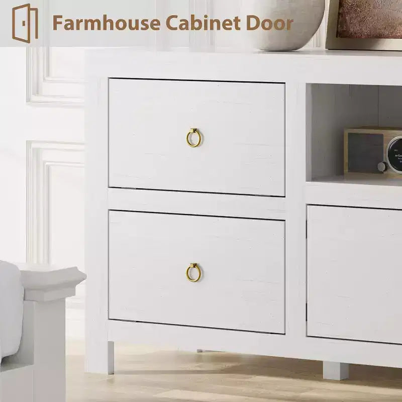 Mobile Porta TV in Stile Rustico per Televisori Fino a 80 Pollici – Mobile TV da 70" con Cassetti Contenitori e Scaffale per Soundbar