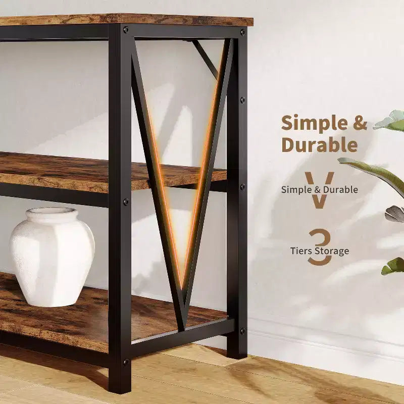 Console con ripiani portaoggetti – Telaio in metallo, piano in MDF
