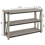 Consolle con ripiani contenitori – struttura in metallo, piano in MDF
