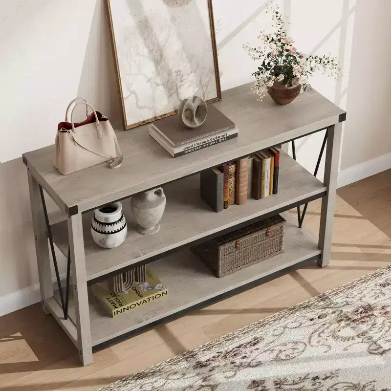 Console con ripiani portaoggetti – Telaio in metallo, piano in MDF