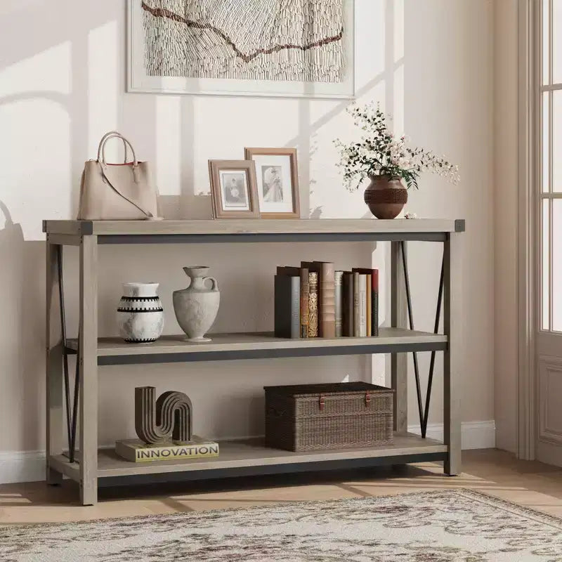 Console con ripiani portaoggetti – Telaio in metallo, piano in MDF