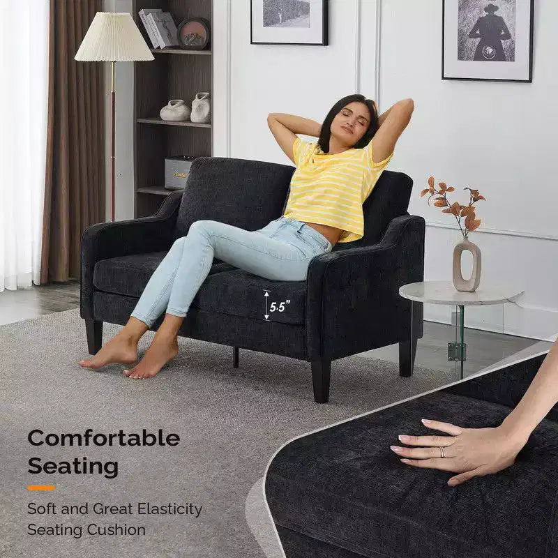 Divanetto da 53,5" con braccioli quadrati