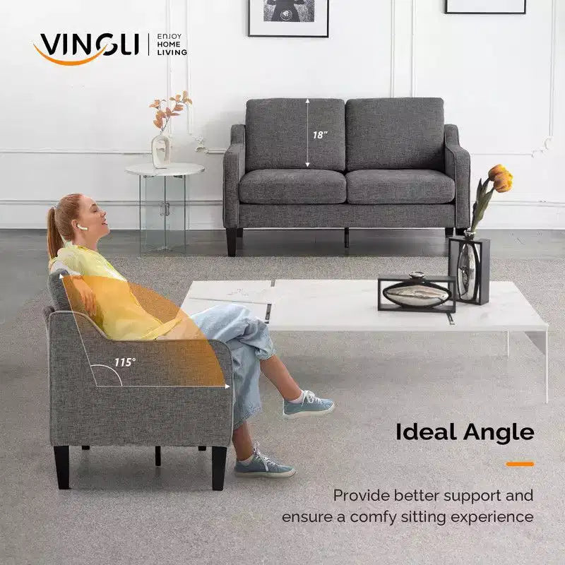 Divanetto da 53,5" con braccioli quadrati