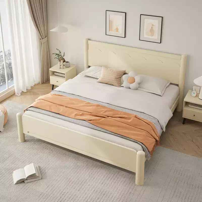 Base letto a piattaforma in legno con testiera – Misura Queen e King