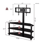Height & Angle Adjustable TV Stand with Glass Shelves for 32–65 Inch TVs