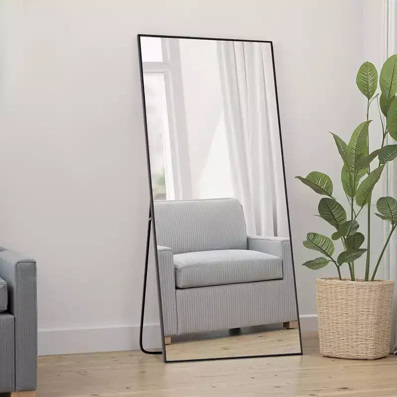 Specchio rettangolare a figura intera 71 x 27 pollici con cornice in metallo