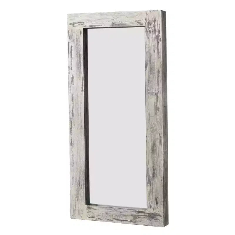 Specchio da parete a figura intera 31" L x 71" A con cornice in legno, bianco anticato