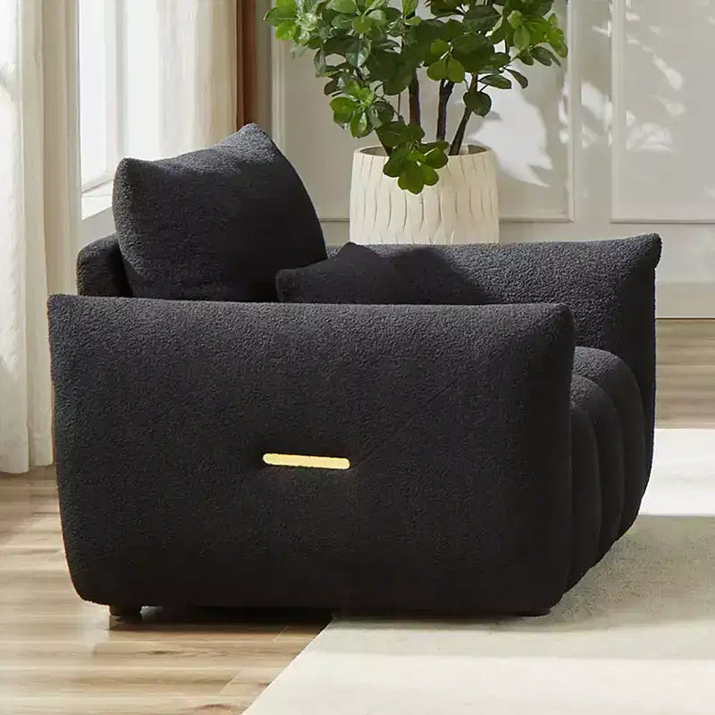 Poltrona lounge in tessuto Teddy – Sedia d'accento imbottita per soggiorno, camera da letto e ufficio