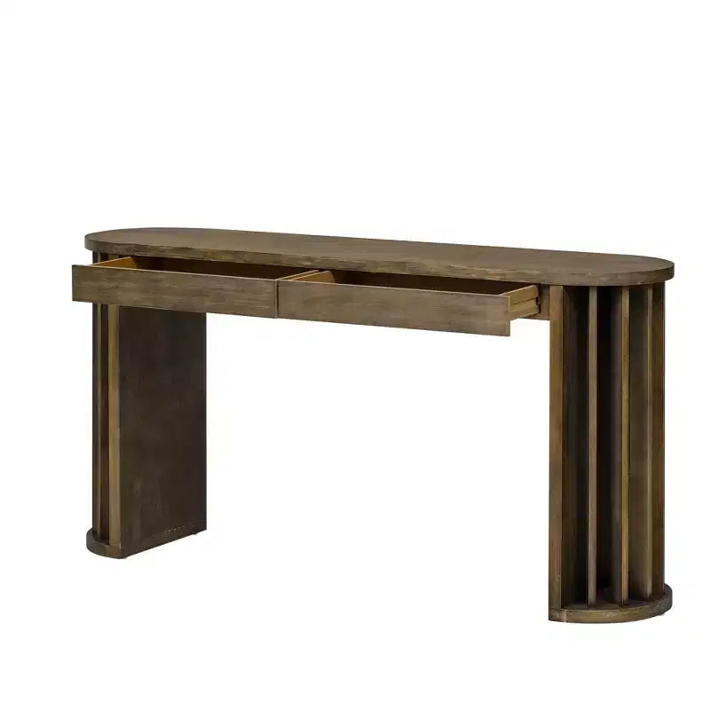 Consolle con bordo ovale da 150 cm e gambe a ventaglio