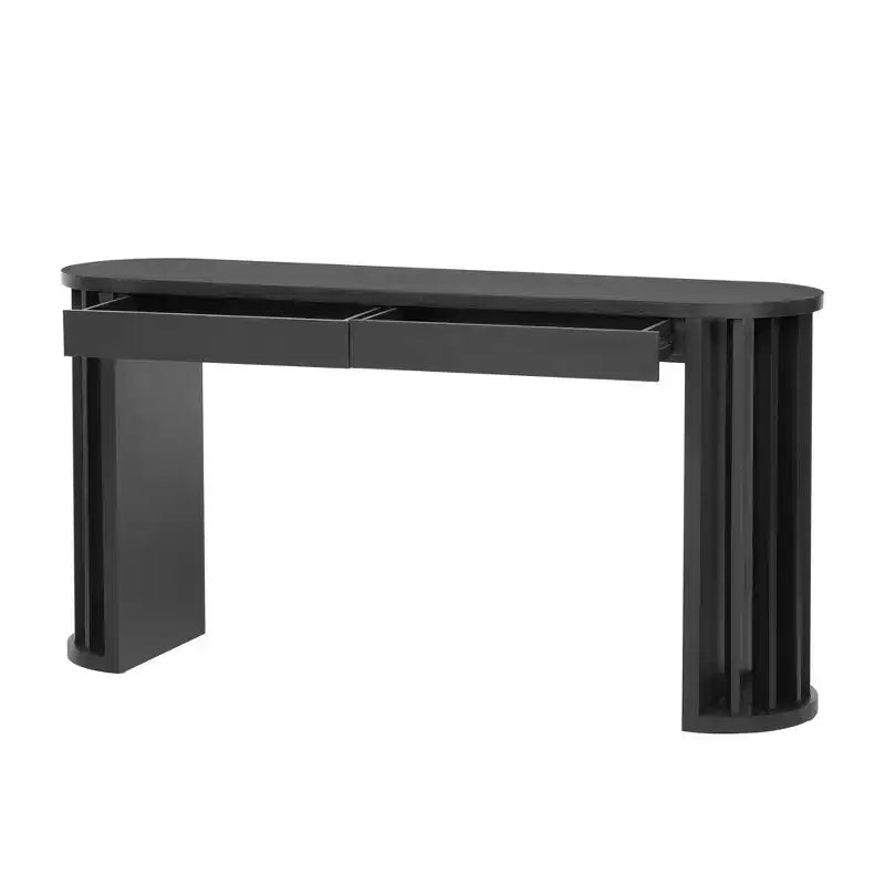 Consolle con bordo ovale da 150 cm e gambe a ventaglio