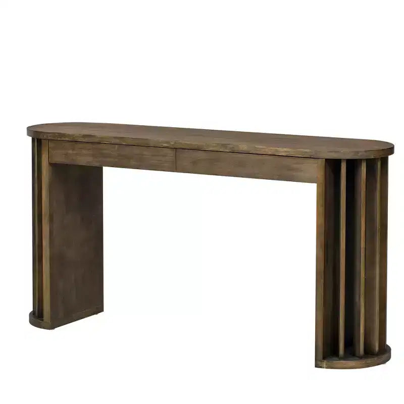 Consolle con bordo ovale da 150 cm e gambe a ventaglio