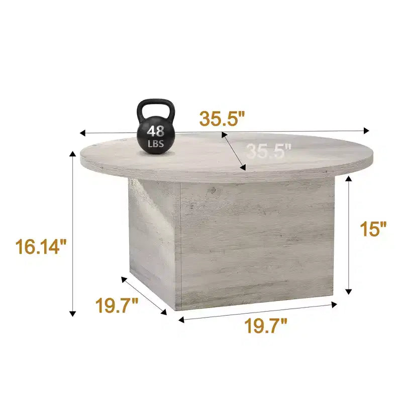 Tavolino da caffè rotondo 35,5" con gambe ad anello – Piano in finto marmo