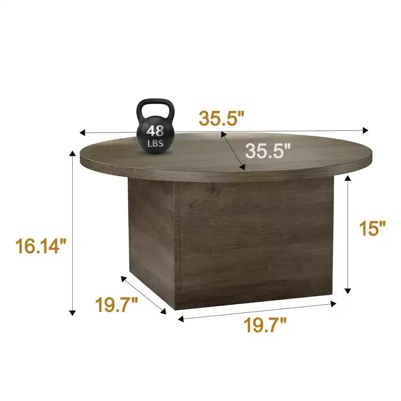 Tavolino da caffè rotondo 35,5" con gambe ad anello – Piano in finto marmo