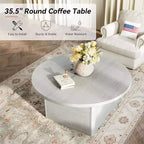 35.5" Round Coffee Table with Loop Legs – Faux Marble Top