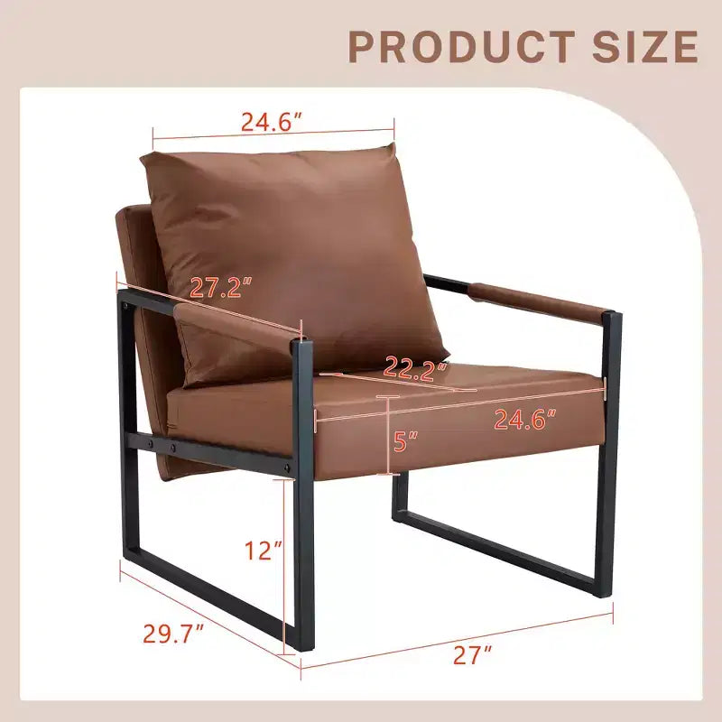 Poltroncina d'accento in pelle sintetica con struttura in metallo