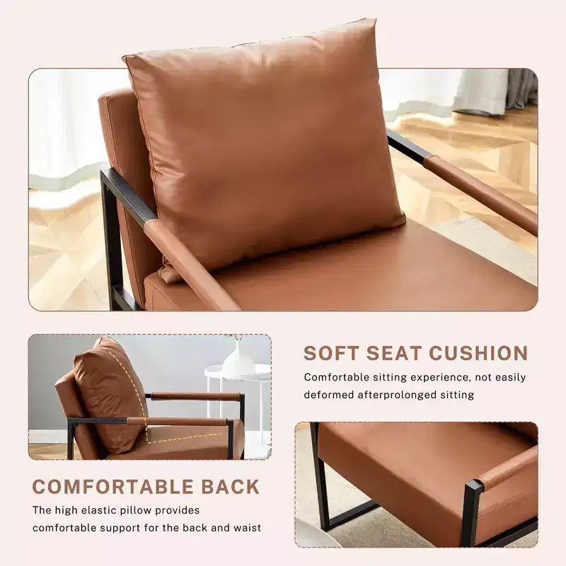 Poltroncina d'accento in pelle sintetica con struttura in metallo