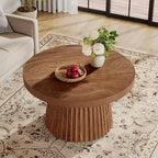 31.5" runder Couchtisch mit geriffeltem Trommelfuß