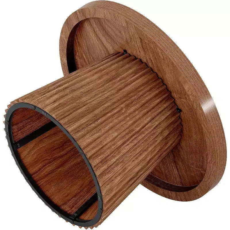 Tavolino rotondo da 31,5" con base a tamburo scanalata