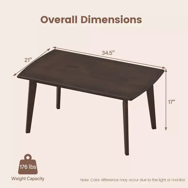 Tavolino da Caffè in Legno Massello con Gambe Affusolate – Stile Mid-Century Moderno