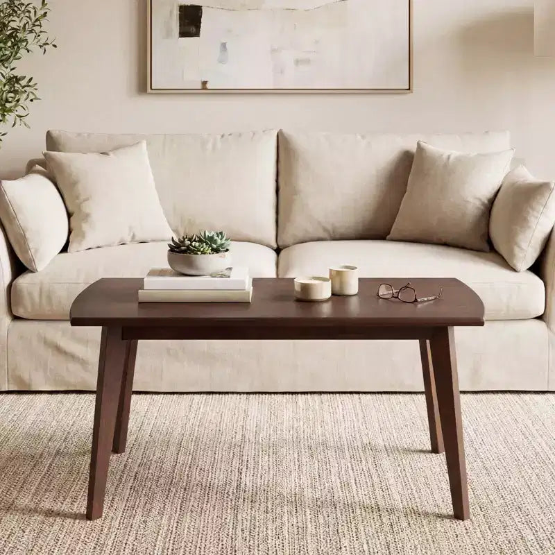 Tavolino da Caffè in Legno Massello con Gambe Affusolate – Stile Mid-Century Moderno