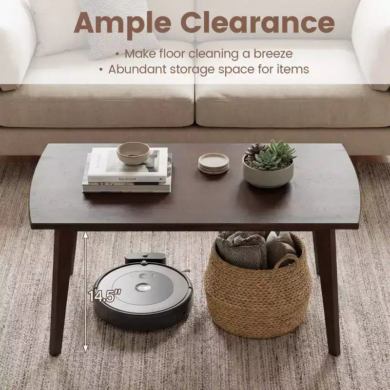 Tavolino da Caffè in Legno Massello con Gambe Affusolate – Stile Mid-Century Moderno