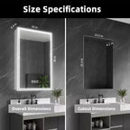 Armadietto da bagno in alluminio da 24 in. L x 36 in. H con specchio, luminosità regolabile, antiappannamento