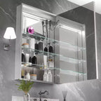 Armadietto da bagno in alluminio da 24 in. L x 36 in. H con specchio, luminosità regolabile, antiappannamento