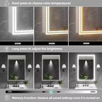 Armadietto da bagno in alluminio da 24 in. L x 36 in. H con specchio, luminosità regolabile, antiappannamento